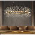 Interior D Cor Stainless Steel Crystal Firework Chandelier 12 Lights Bulb Included Round Pendant Ceiling Lighting In Chrome