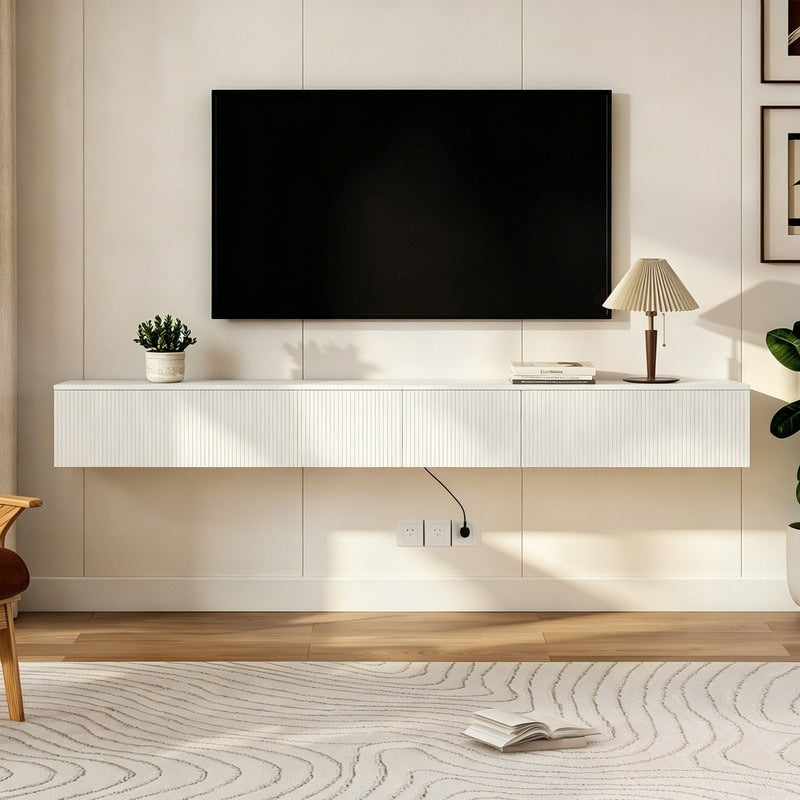 Modern Floating Wall Mounted 86.6 Tv Stand For Tvs Up To 65 Entertainment Center Tv Cabinet With 16 Color Leds