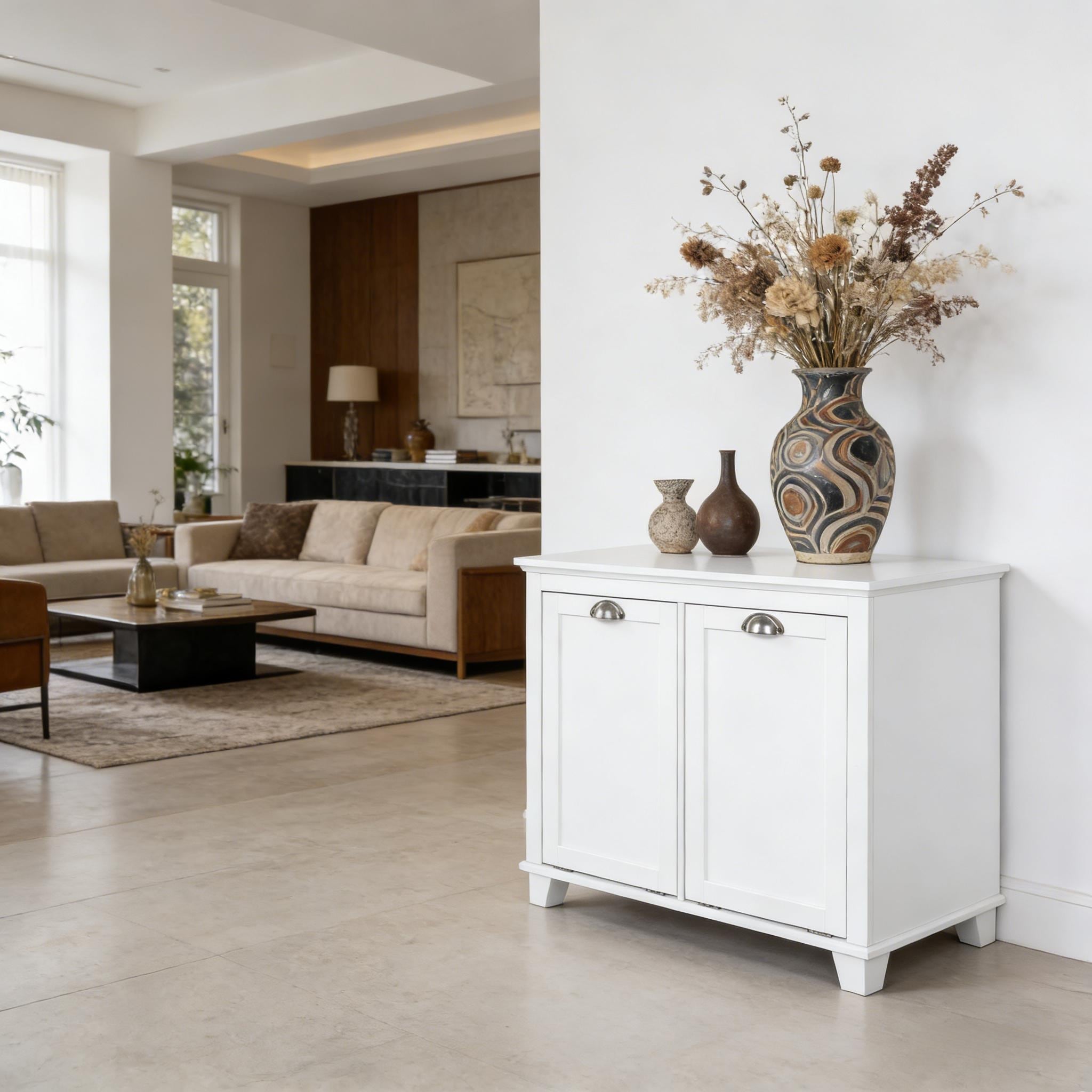 Modern Floor Cabinet Tilt Out Laundry Hamper Cabinet White Storage Cabinet Side Cabinet Bathroom Cabinet