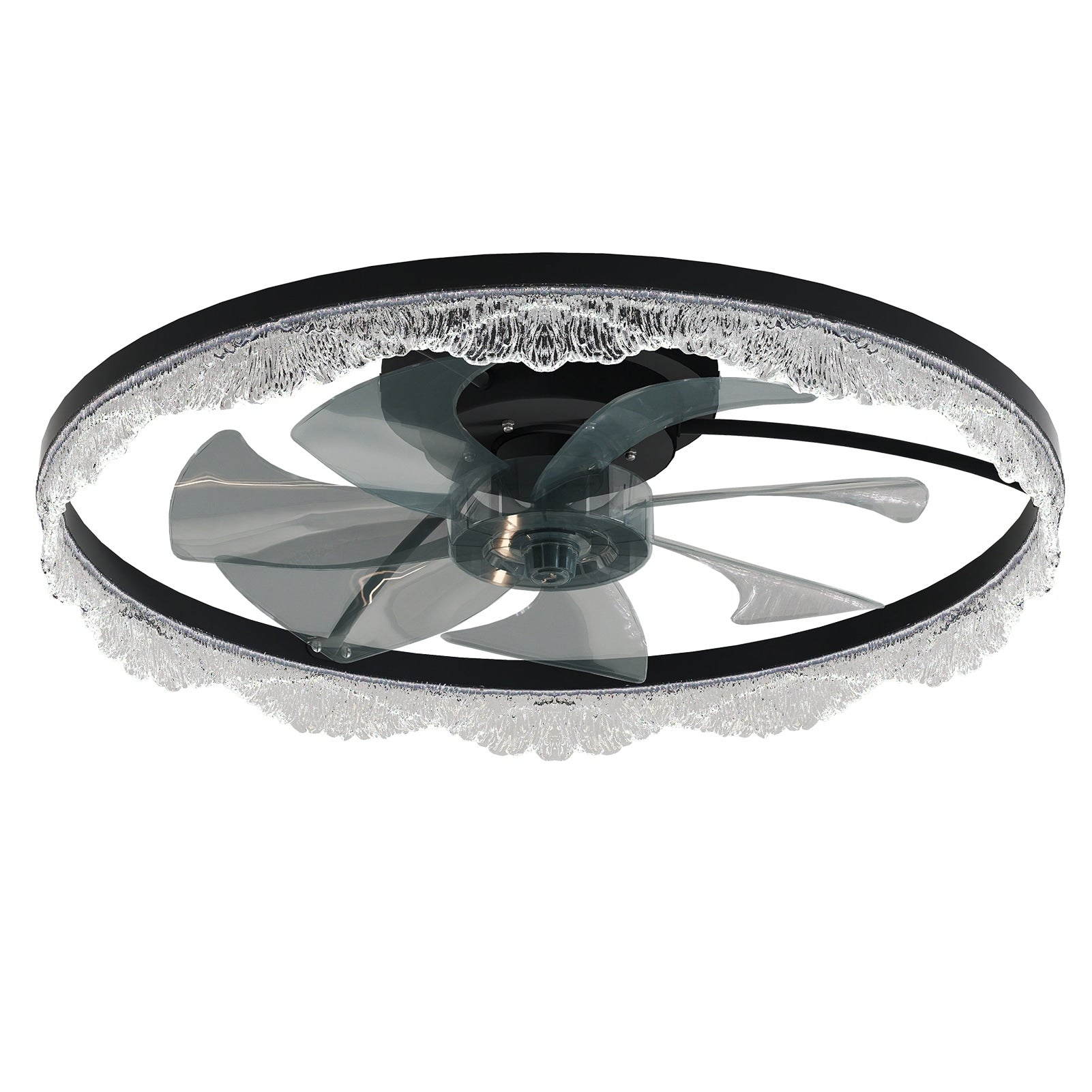 Modern Flush Mount Ceiling Fan With Dimmable Light Remote Control