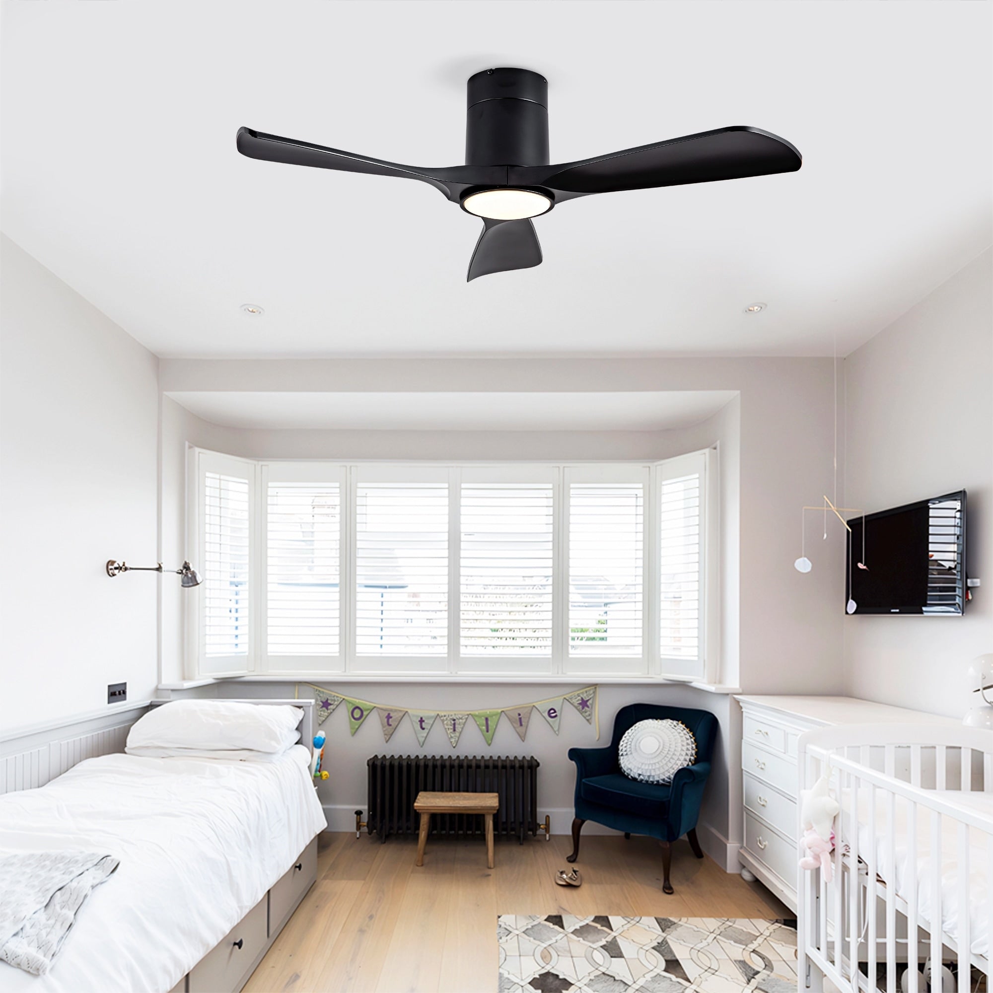 Modern Flush Mount Ceiling Fan With Remote Control