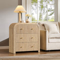 Modern Fluted 3 Drawers Dresser Rounded Corner Chest Of Drawers