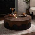 Modern Fluted Coffee Table Accent Table With Tempered Glass Top And Hidden Storage For Living Room