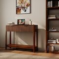 Modern Fluted Console Table Sofa Side Table Hallway Table Entryway Table With 2 Drawers Open Shelf