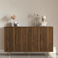 Modern Fluted Sideboard Buffet Cabinet With Adjustable Shelves Wood Storage Credenza For Dining Entryway