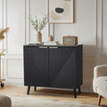 Modern Fluted Sideboard Buffet Cabinet Accent Console Table With Doors Adjustable Shelves