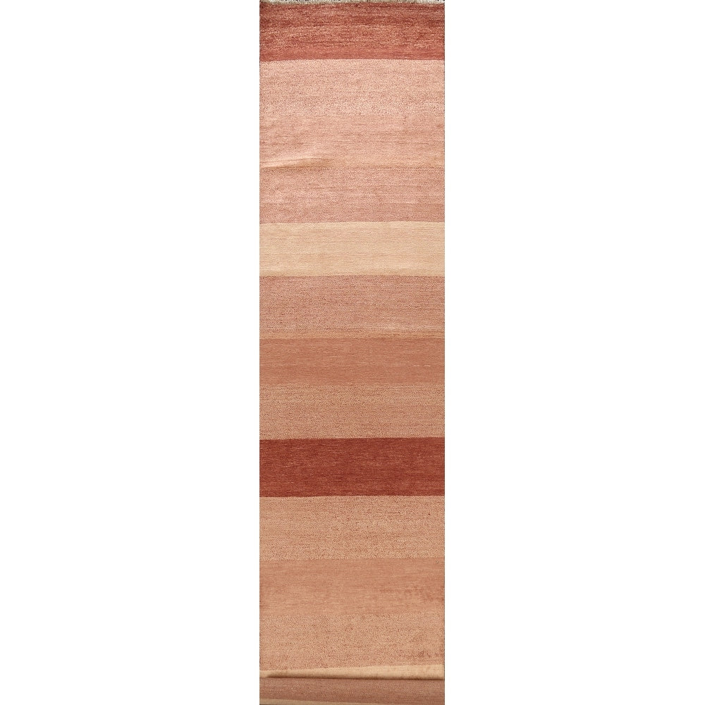 Modern Gabbeh Kashkoli Oriental Long Runner Rug Wool Hand Knotted 31 X 167