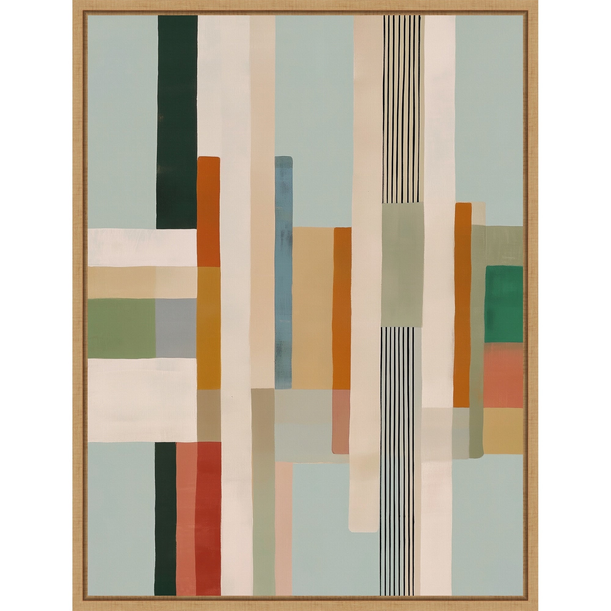 Modern Geometric Color Blocks By Nadjaa Framed Canvas Wall Art
