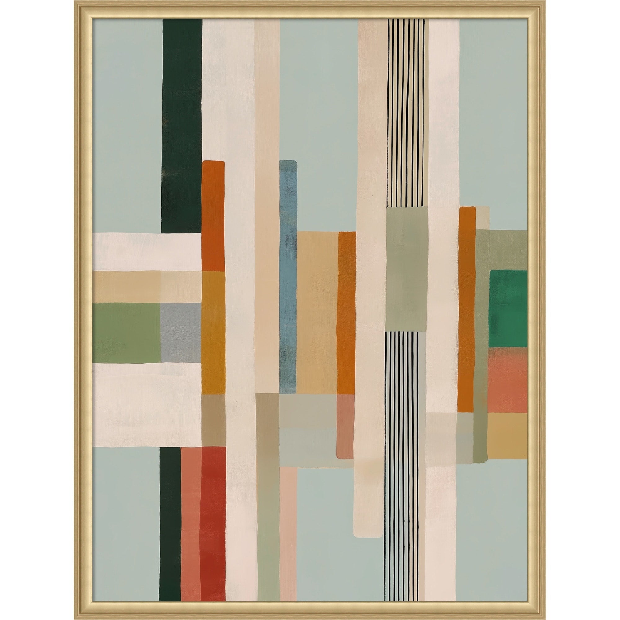 Modern Geometric Color Blocks By Nadjaa Framed Mounted Canvas Wall Art Print