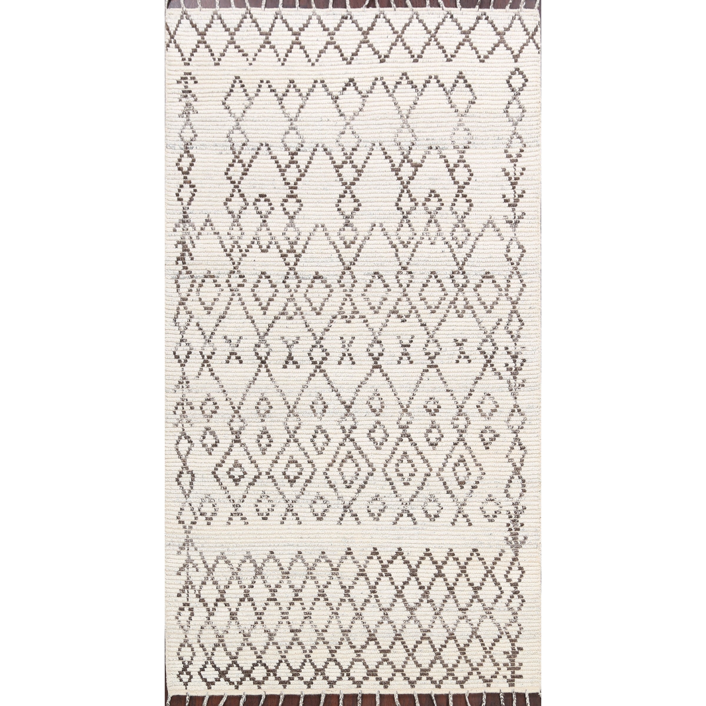 Modern Geometric Oriental Moroccan Wool Area Rug Hand Knotted 50 X 79