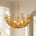 Modern Glam 6 Light Antique Gold Foil Metal Chandelier Leaf Butterfly Ceiling Light Diameter 32.2 Height 28.7