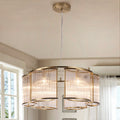 Contemporary 6 Light Drum Glass Chandelier For Living Dining Room Gold