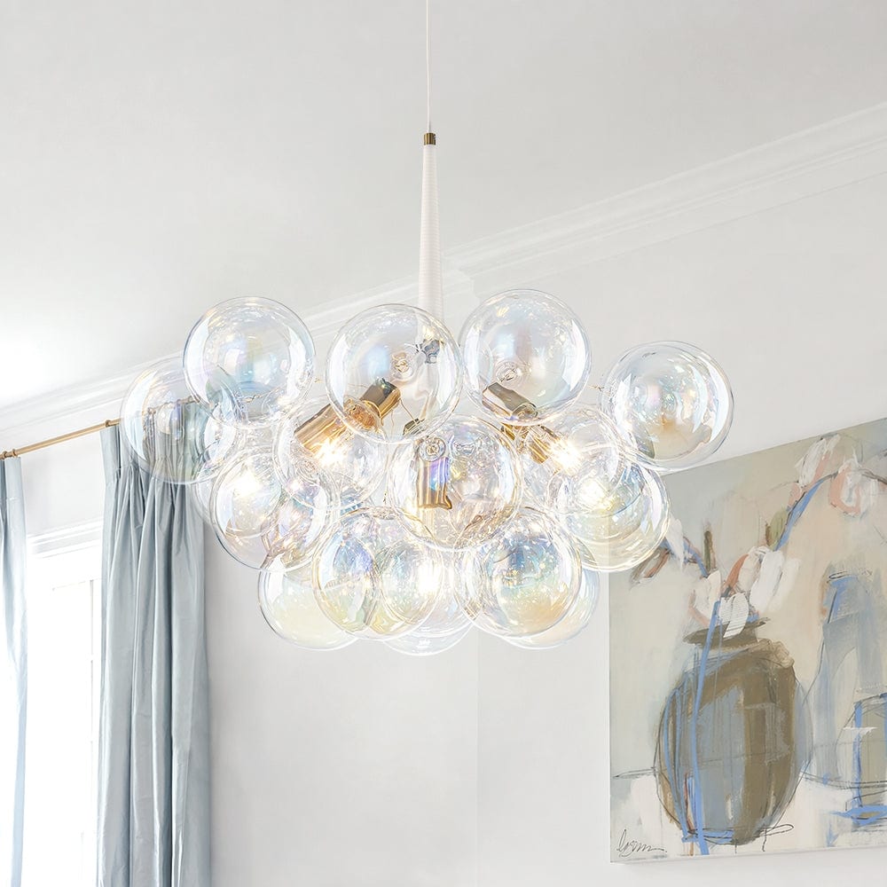 Modern Glam Pearlescent Glass Globe Cluster Bubble Chandelier 24.8 Inches