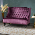 Modern Glam Velvet Wingback Loveseat With Diamond Tufting Wall Hugger Function