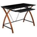 Porch Den Tanner Glass Computer Desk With Pull Out Keyboard Tray