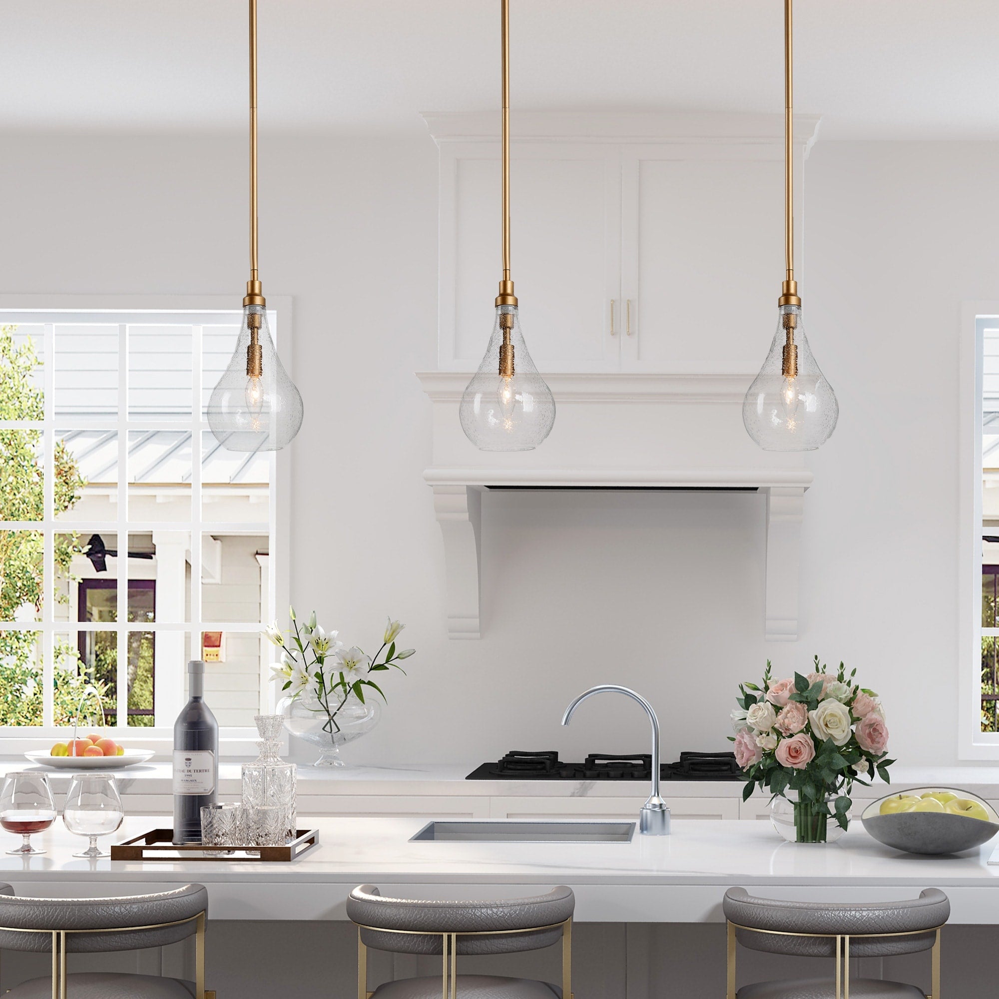 Modern Contemporary Pendants Hanging Ceiling Rods Lighting Fixture Gold W6 Xh12