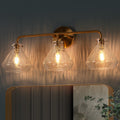 Modern Gold 3 Light Bathroom Vanity Light Art Glass Wall Sconces