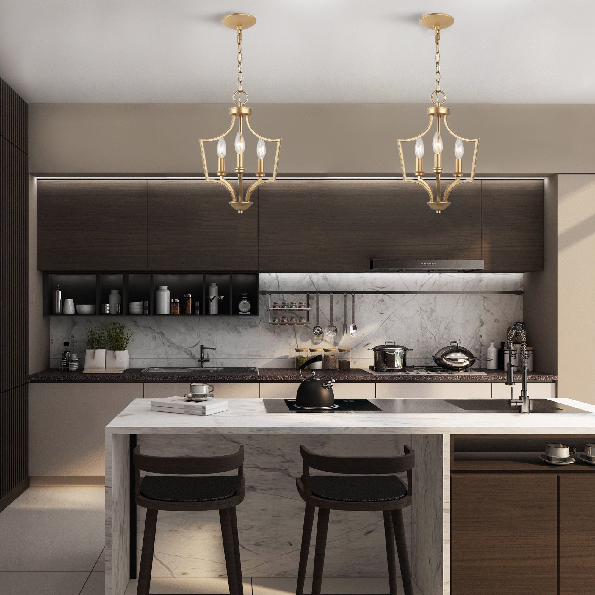Glam Chandelier 3 Lights Pendant Lighting For Kitchen