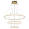 Modern Gold 3 Light Tiered Crystal Led Chandelier Dimmable Dia.27.56 In
