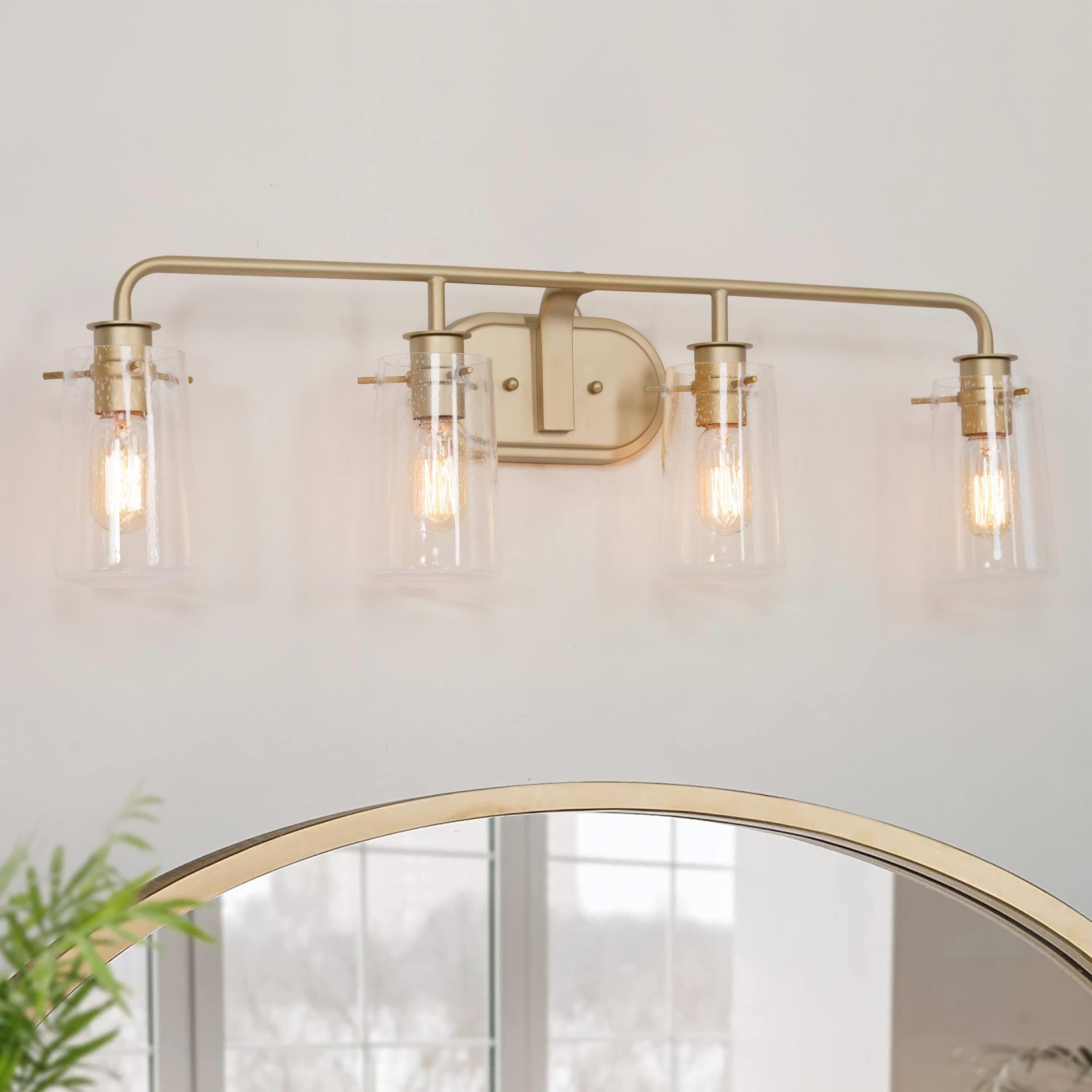 Modern 4 Lights Bathroom Vanity Lighting Gloden Wall Sconce L31 Xe5.5 X H 9