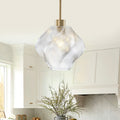 Modern Gold Kitchen Island Pendant Light With Clear Glass Shade Dia.11.42 In