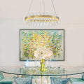 Modern Gold Led Chandelier With Clear Linear Crystals Dimmable Dia.19.57 In