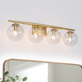 Modern 3 Lights Glass Bathroom Vanity Lights Gold Wall Sconces Lighting L22 X H8.5 X E7.5