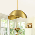 Modern Gold Pendant Light With Hammered Metal Dome Shade For Kitchen Dia.20.08 In