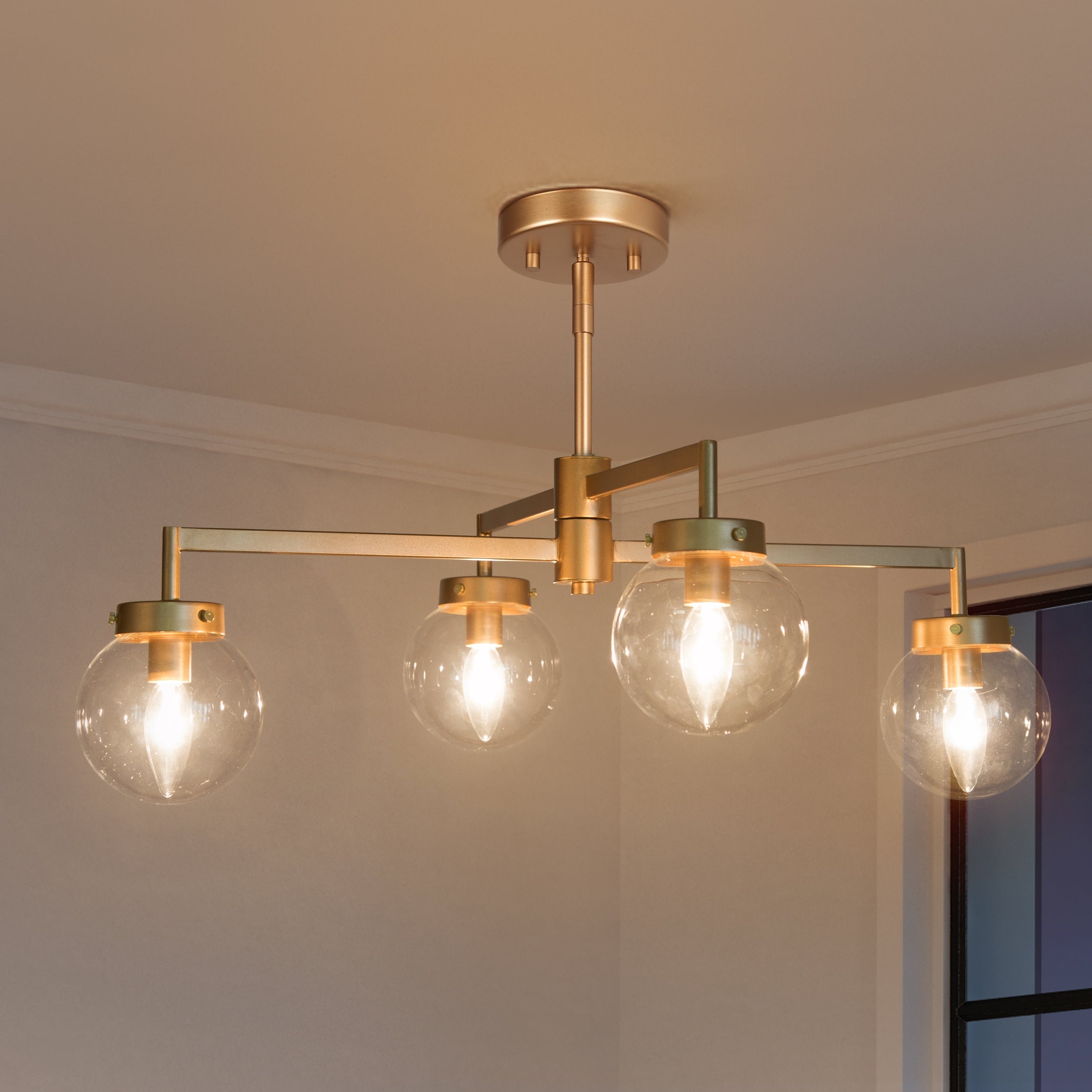 Mid Century 6 Light Semi Flush Mount Ceiling Lighting Fixture D25 X H13