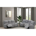 Modern Gray Boucle Fabric Upholstered Power Reclining Set Center Console Charging Ports