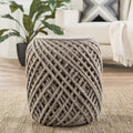 Modern Gray Cylinder Shape Wool Pouf
