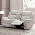 Modern Gray Fabric Upholstered Reclining Loveseat Console 1Pc