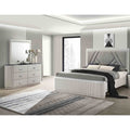 Modern Gray Finish 3Pc Bed Dresser Mirror Bedroom Set