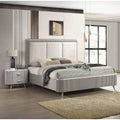 Modern Gray Finish Bed 2X Nightstands 3Pc Bedroom Set
