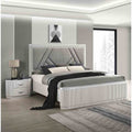Modern Gray Finish Bed Two Nightstands 3Pc Bedroom Set