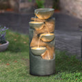 Cement Modern Tiered Bowls Outdoor Patio Fountain With Led Light