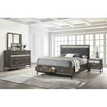 Modern Gray Upholstered 4Pc Bedroom Furniture Set With Storage Metal Leg