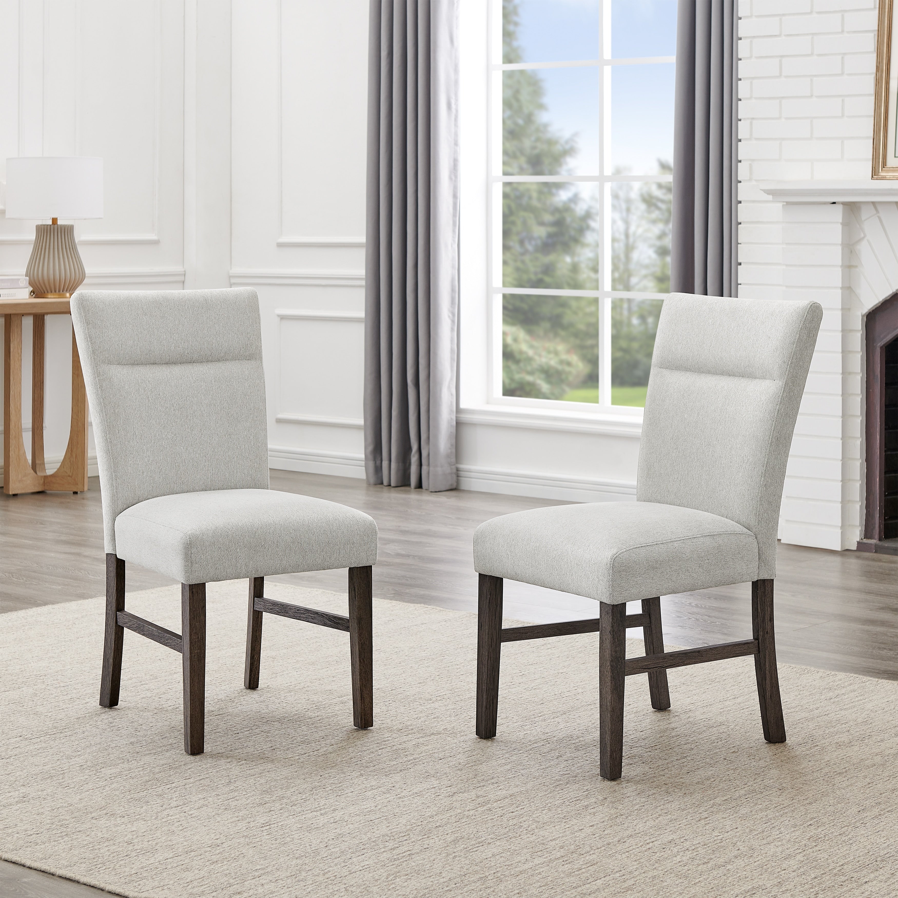 Modern Gray Upholstered Dining Chairs Set Of 2