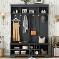 Modern Hall Tree With Metal Hooks And Storage For Entryway Style