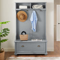 Modern Hall Tree With Shoe Rack And Coat Hooks For Entryway Storage