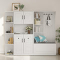 Modern Hall Tree With Storage Cabinets And Shelves Entryway Organizer With Hooks And Shoe Storage