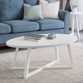 Modern Harmony Wood Oval Coffee Table White 46 W X 26 D X 18 H