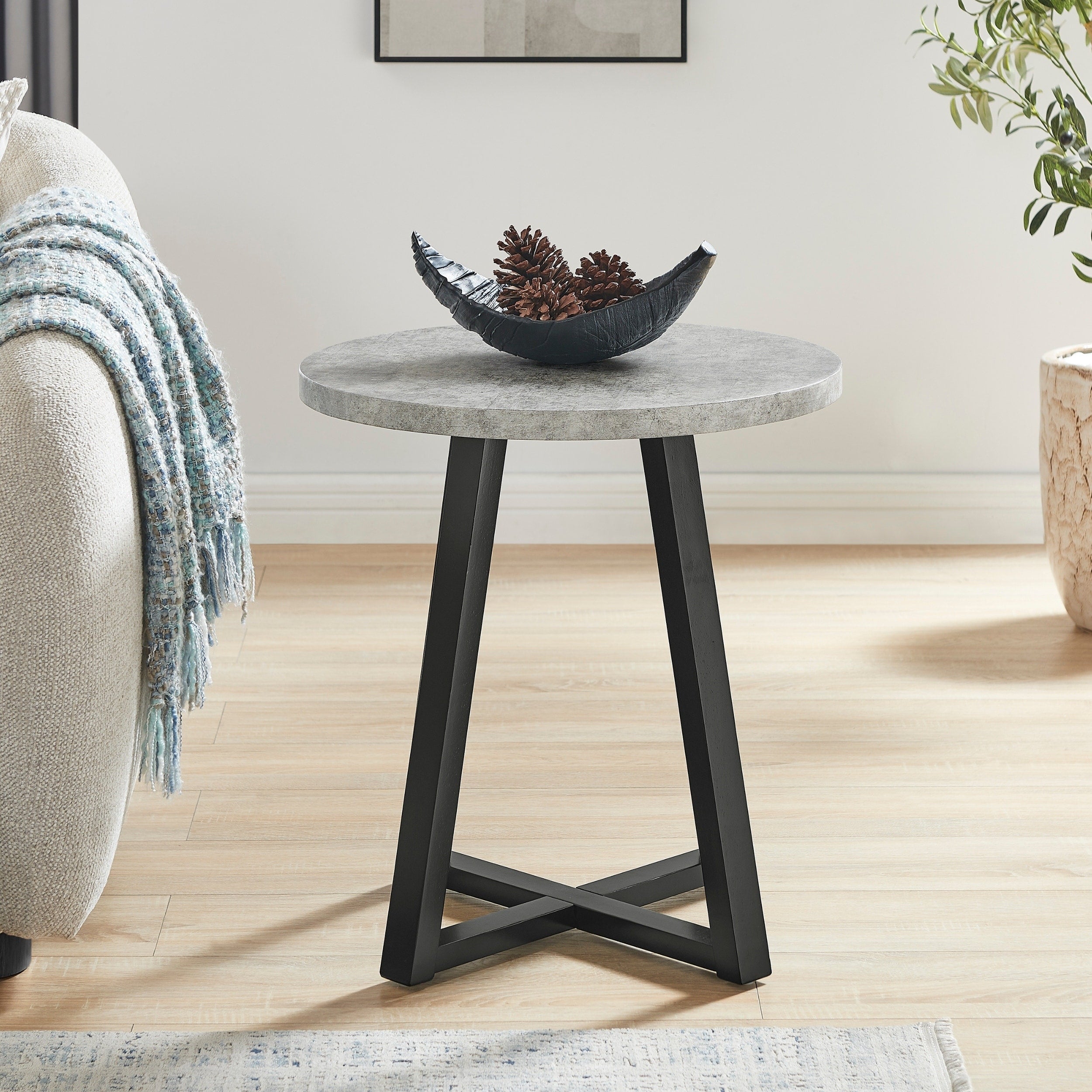 Modern Harmony Wood Round End Table 22 W X 22 D X 23 H