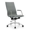 2Xhome Black Modern High Back Office Chair Ribbed Pu Leather Tilt Adjustable Chair Conference Room Home