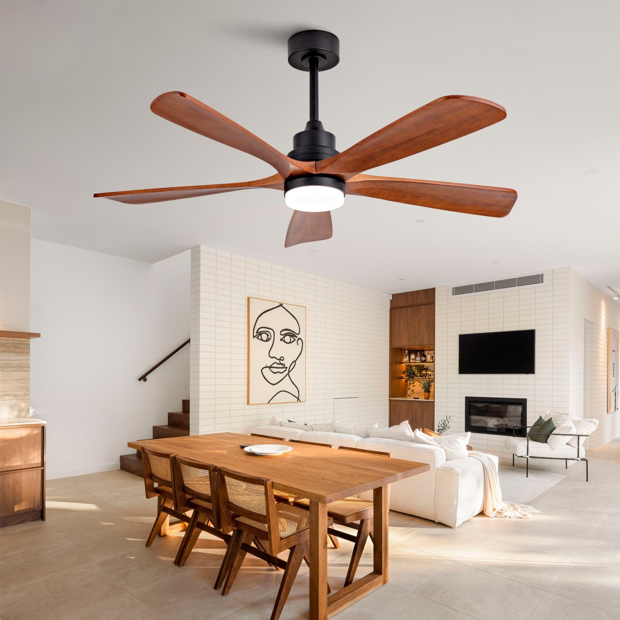 Modern Indoor Ceiling Fan With Reversible Motor For Bedroom