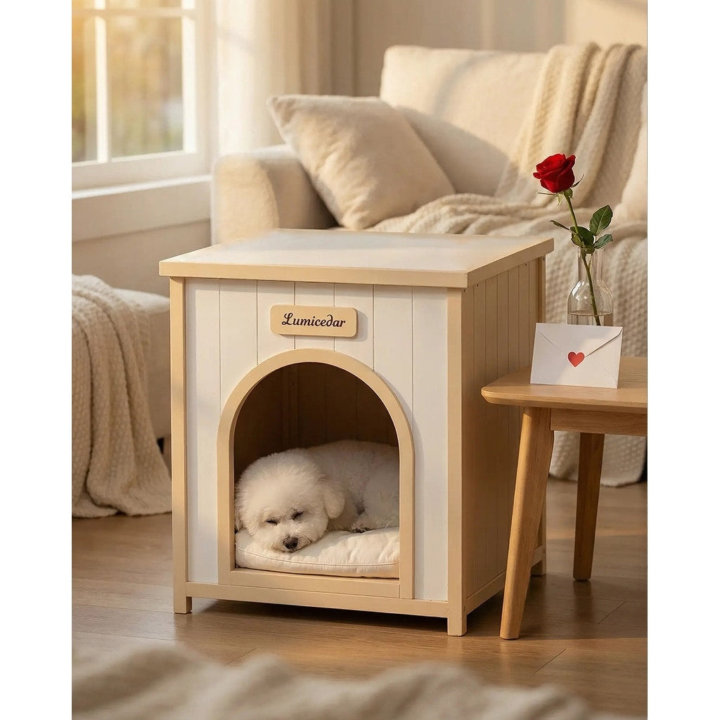 Modern Indoor Wooden Dog House With Removable Cushion Pet House For Small Dogs Cats Furniture Grade Scandinavian Design