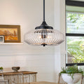 Modern Industrial 2 Light Gold Dome Pendant Light With Clear Ribbed Glass For Kitchen Island Dining Room 13.8 W 4.7 H