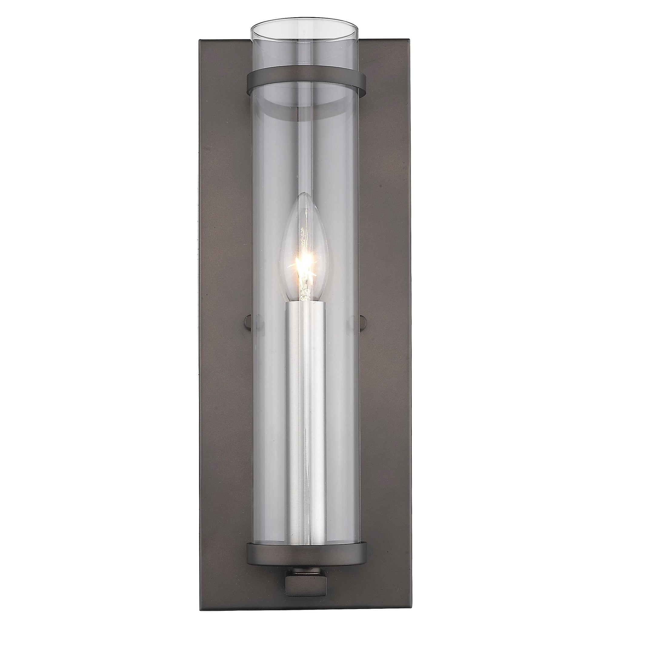 Modern Industrial Nickel And Bronze Wall Sconce