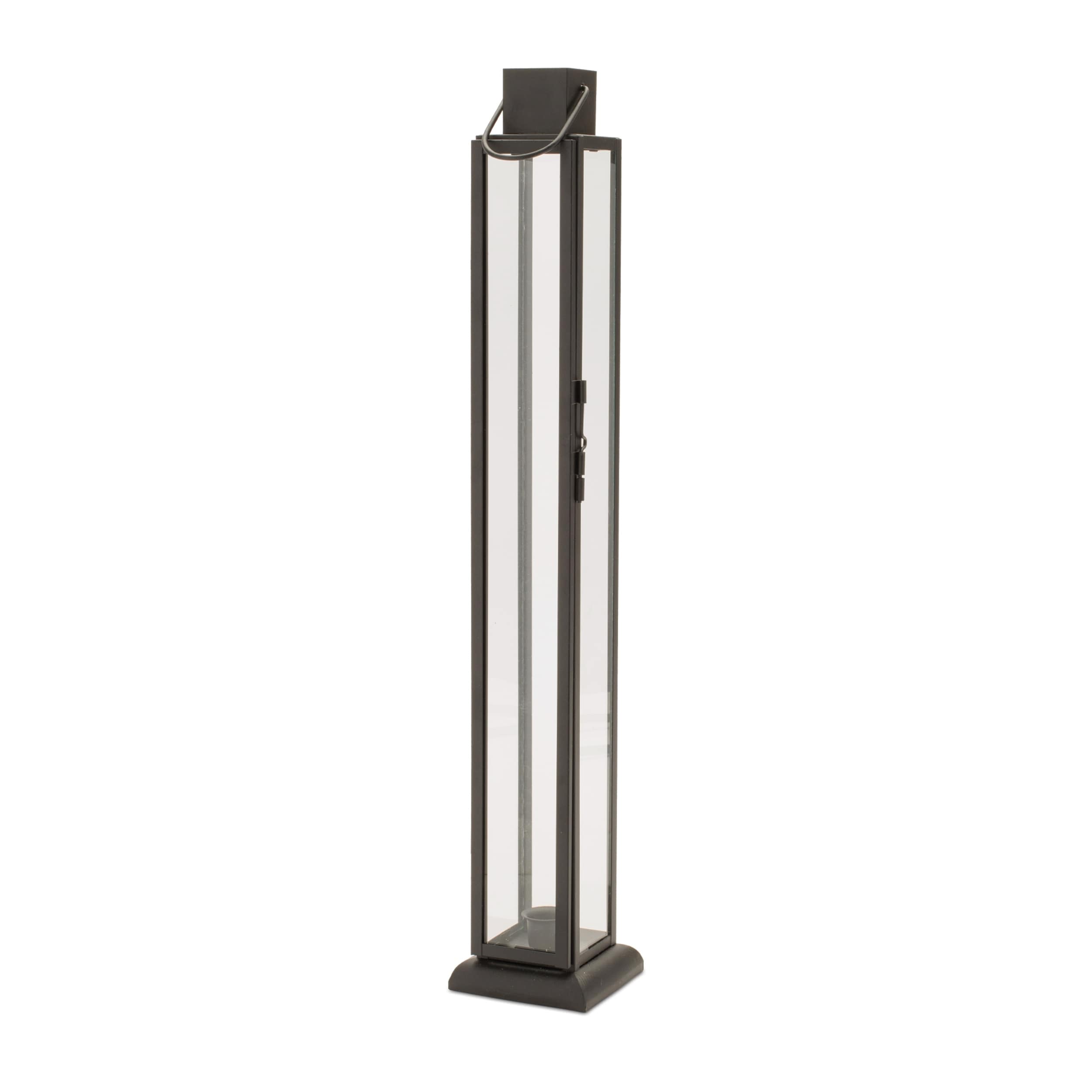 Modern Iron And Glass Taper Candle Lantern 21.5 H
