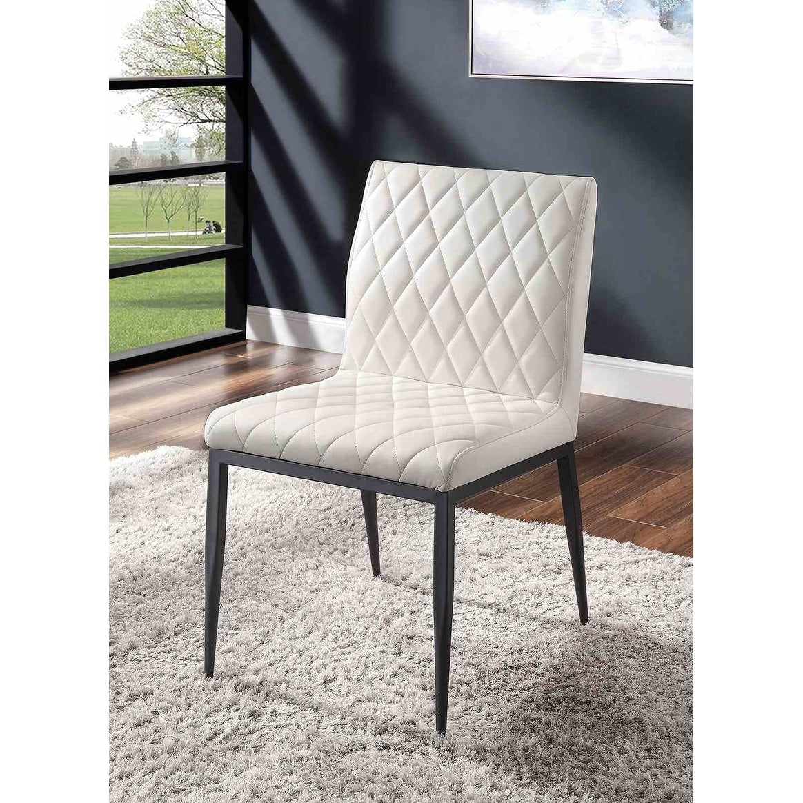 Modern Ivory Finish Side Chairs Set